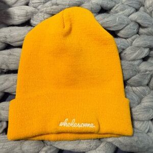 Wholesome Mustard Yellow Embroidered Beanie Yupoong Knit Hat